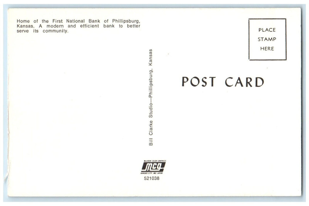 c1960 Home First National Bank Exterior Building Phillipsburg Kansas KS Postcard