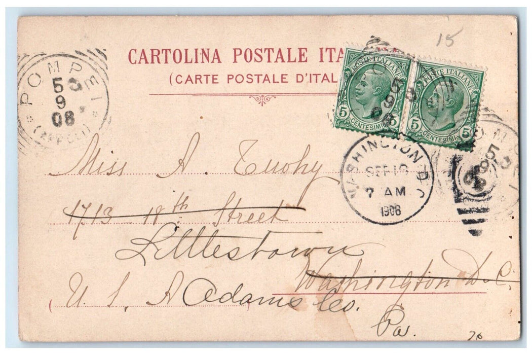 1908 Pompei Farmacisti Casa Dei Vetti Italy Washington DC Antique Postcard