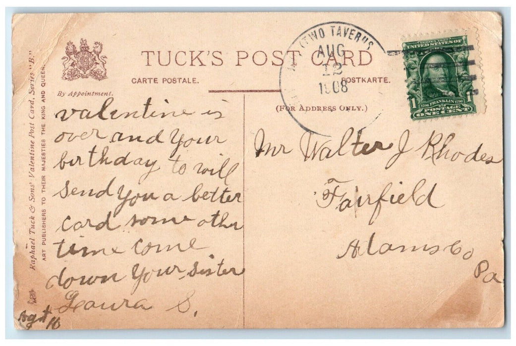 c1910's Valentine Greetings Poor Lady's Plight Tuck's Postes Antique Postcard