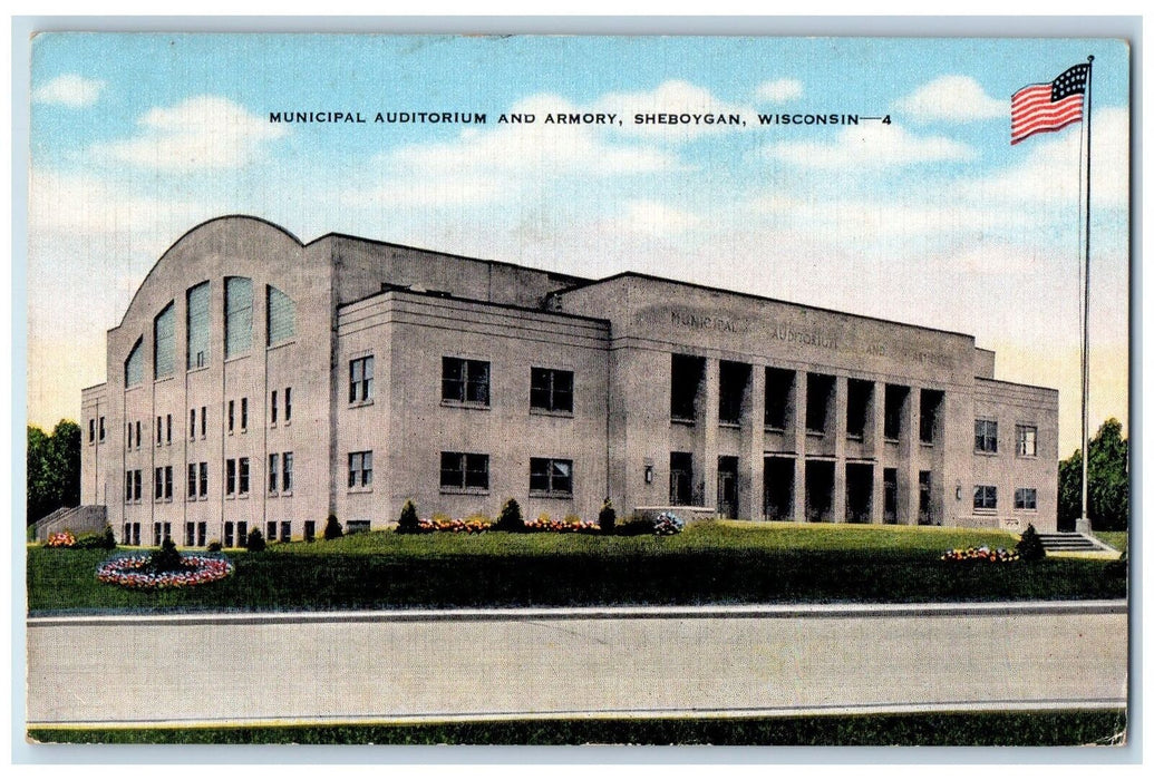 1948 Municipal Auditorium And Armory Exterior Sheboygan Wisconsin WI Postcard