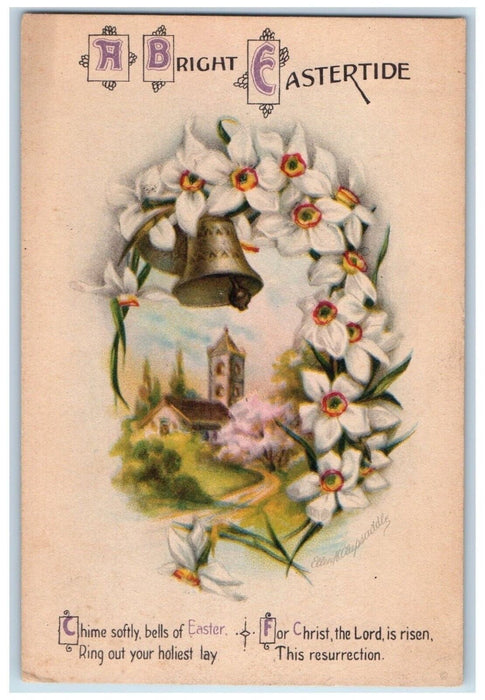 1919 Easter Flowers Ringing Bell Ellen Clapsaddle Wolf Sparks MD Posted Postcard