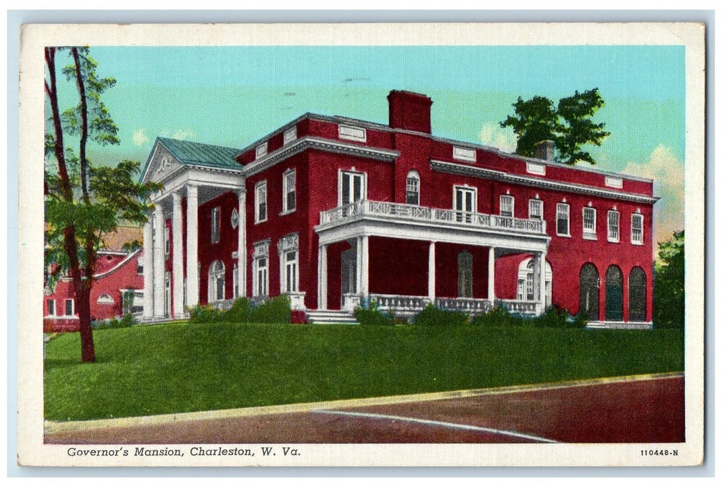 1948 Governor's Mansion Exterior Roadside Charleston West Virginia VA Postcard