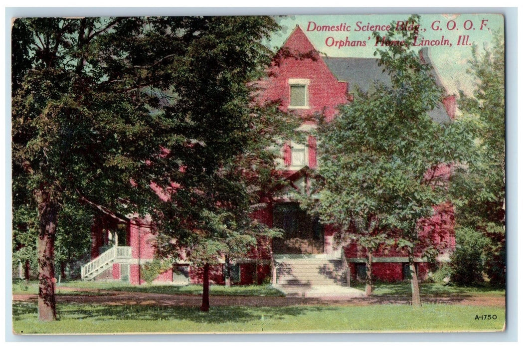 1948 Domestic Science Bldg. G.O.O.F. Orphans Home Lincoln Illinois IL Postcard