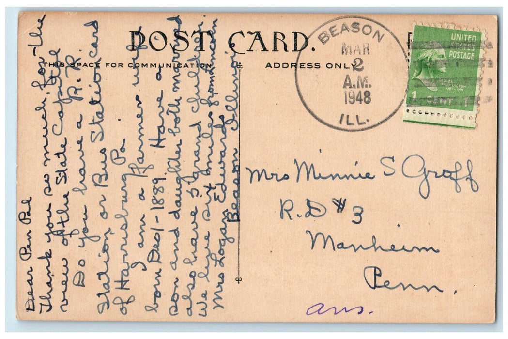 1948 Domestic Science Bldg. G.O.O.F. Orphans Home Lincoln Illinois IL Postcard