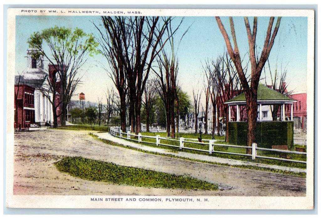 c1920 Main Street Common Dirt Road Park Shade Plymouth New Hampshire NH Postcard
