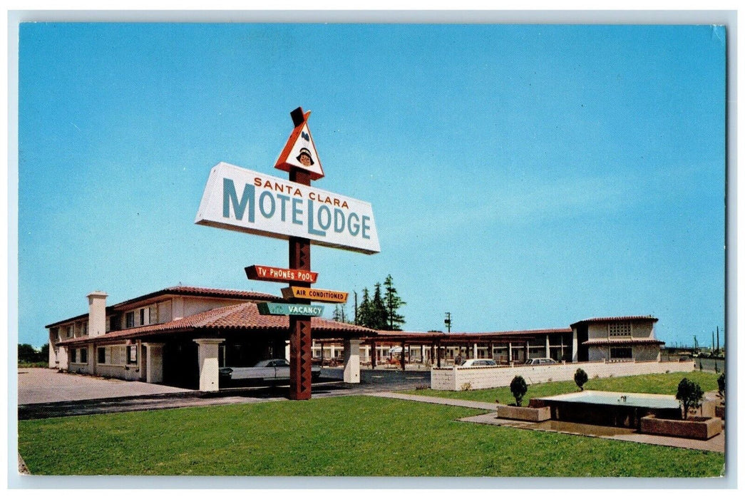 c1960 Santa Clara Motel Lodge Exterior Building Restaurant California Postcard
