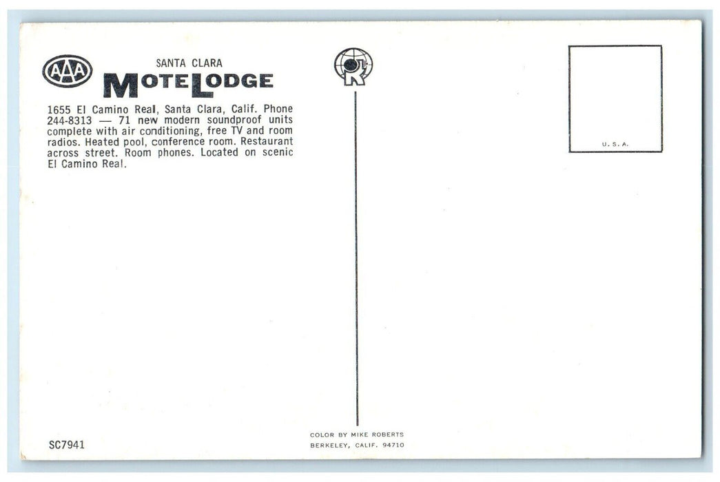 c1960 Santa Clara Motel Lodge Exterior Building Restaurant California Postcard