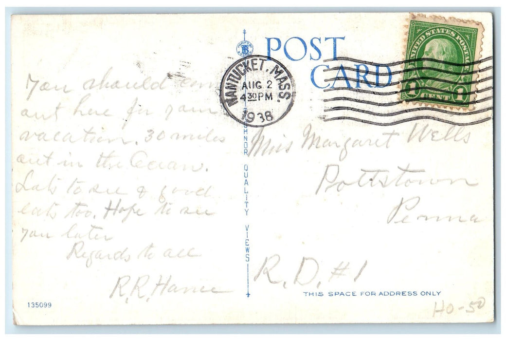 1938 Martha Vineyard Travel Guide Map Nantucket Island Massachusetts MA Postcard
