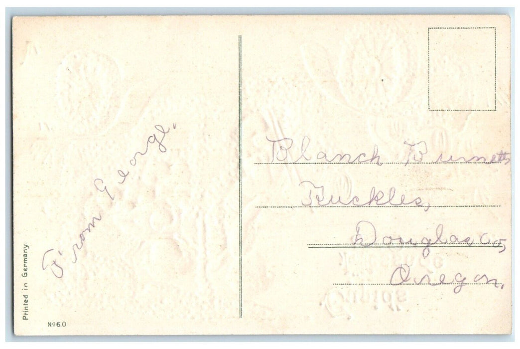 c1910's Valentine Message Angels Cupid Driving Car Pansies Flowers Postcard