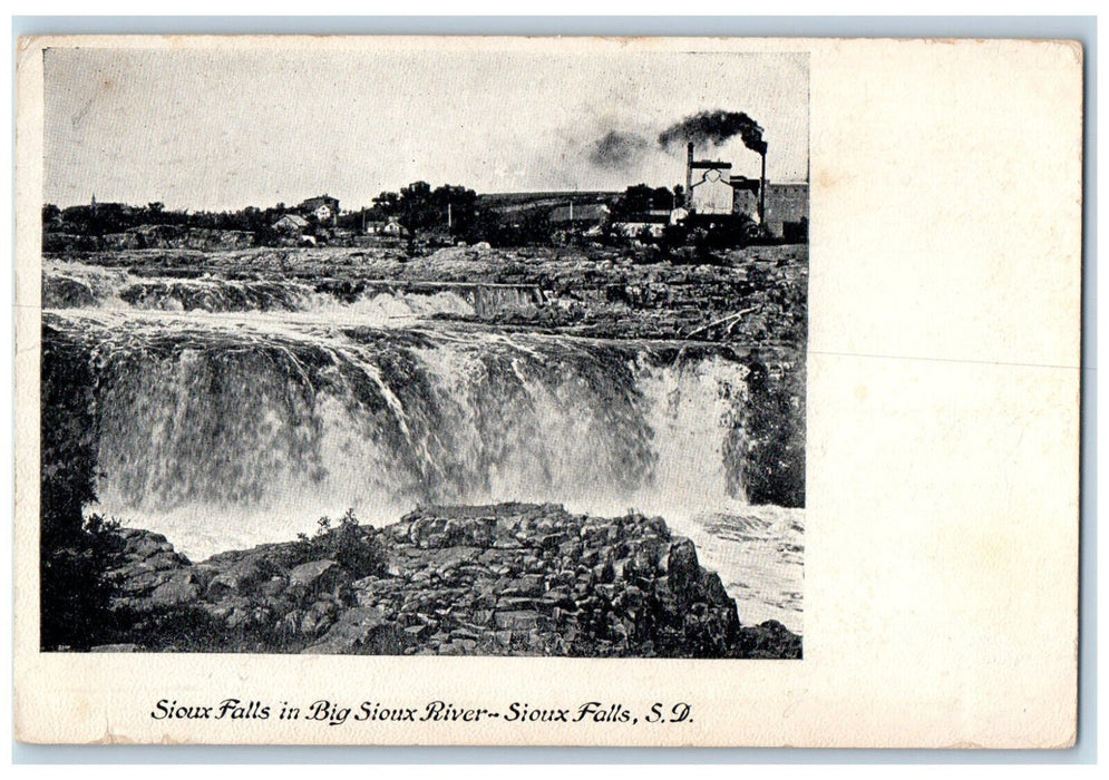 1906 Sioux Falls In Big Sioux River South Dakota SD, Water Stream Scene Postcard