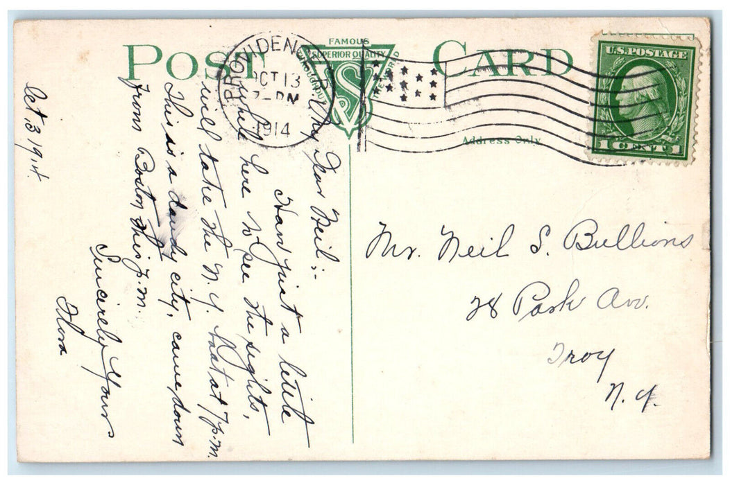 1914 Bird's Eye View Turk's Head Building Providence Rhode Island RI Postcard