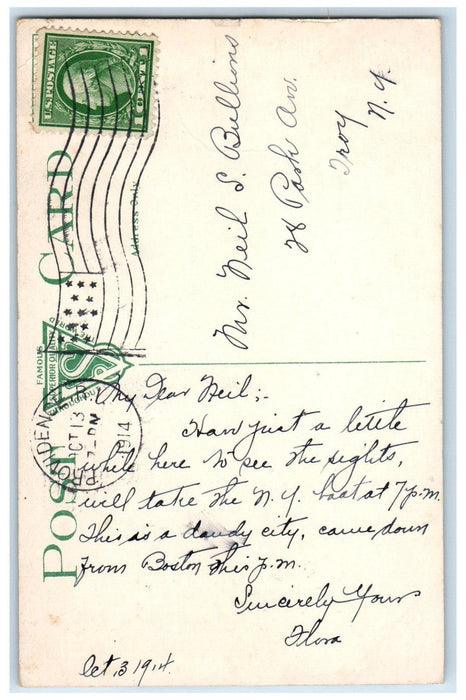 1914 Bird's Eye View Turk's Head Building Providence Rhode Island RI Postcard