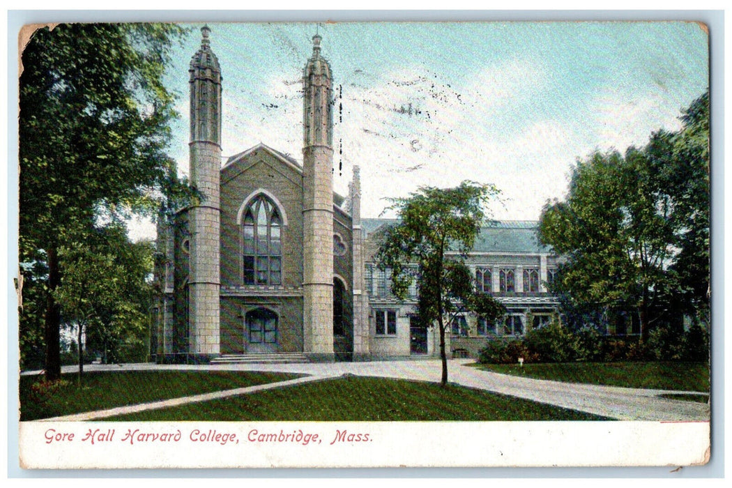 Front View Of Gore Hall Harvard College Cambridge Massachusetts MA Postcard