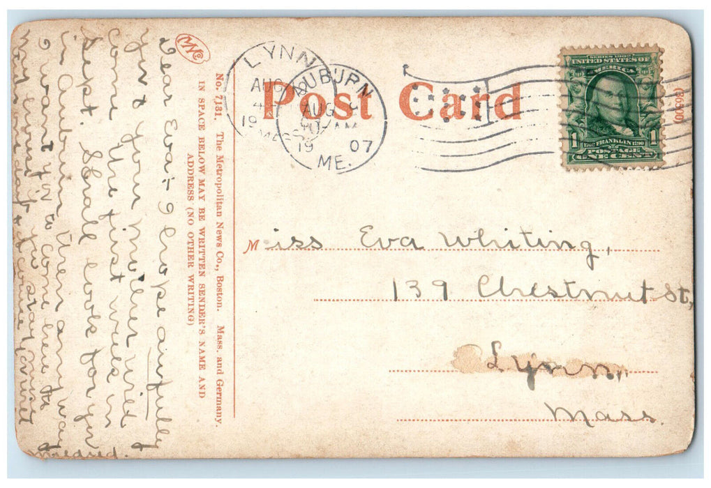 1907 Girl's Dormitory Bates College Building Lewiston Maine ME Antique Postcard