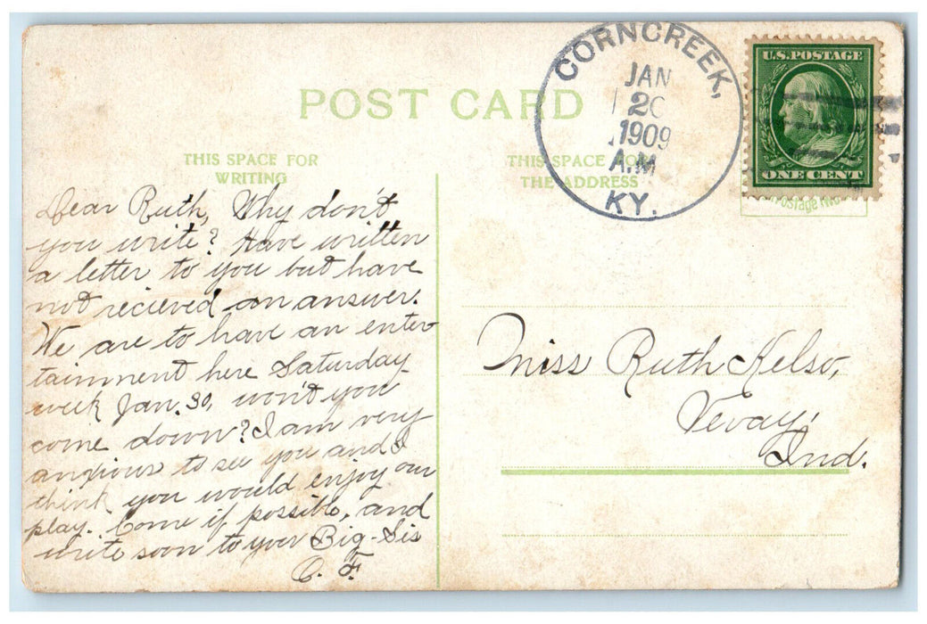 1909 Scene Along White River Eureka Springs AR, Corn Creek KY Antique Postcard