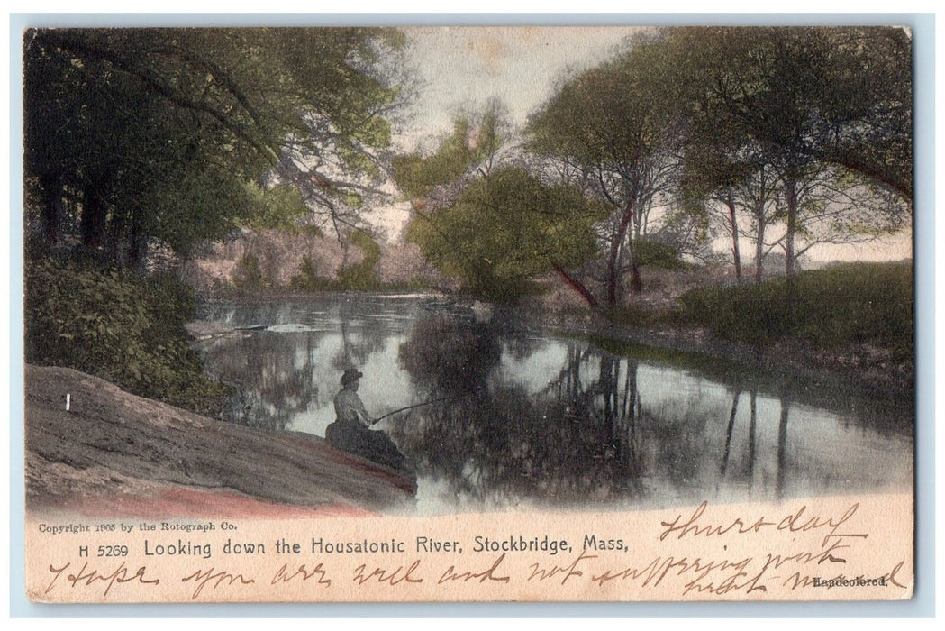 1906 The Housatonic River Fishing Lake Stockbridge Massachusetts MA Postcard