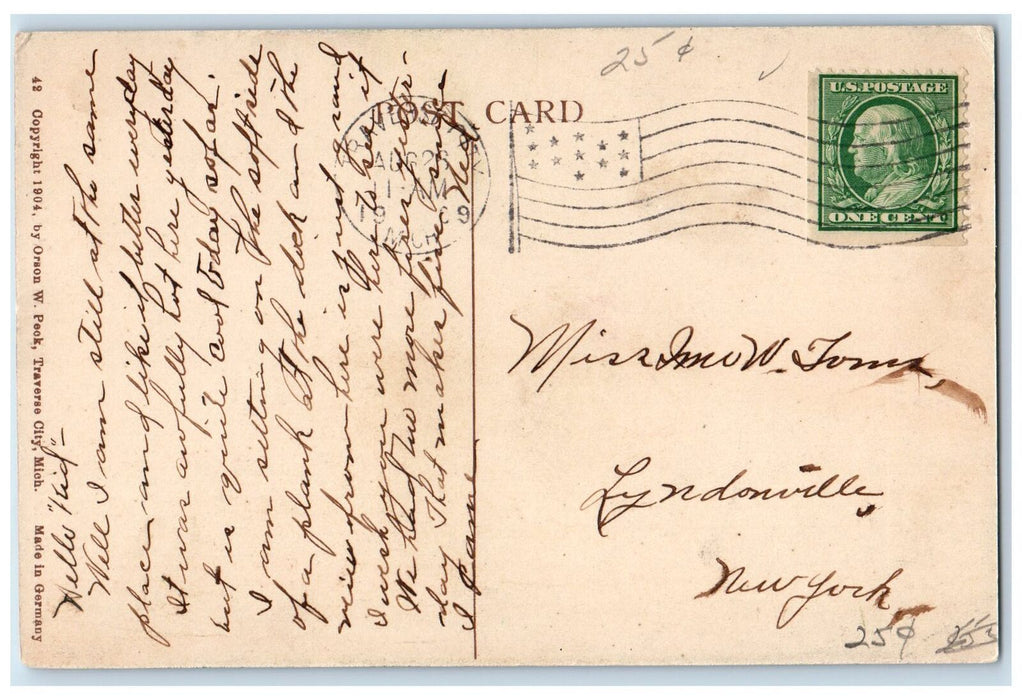 1909 Park Road East Bay Nature Scene Traverse City Michigan MI Antique Postcard