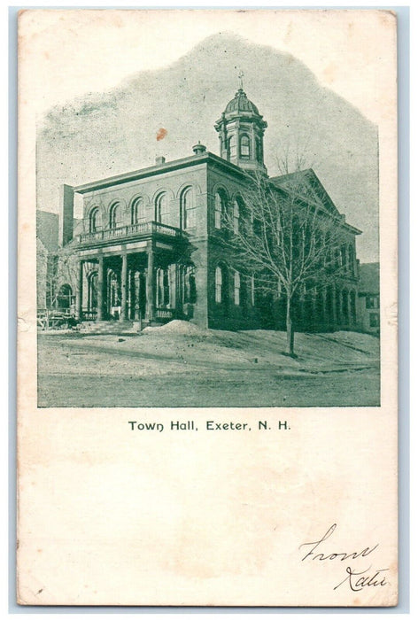 1905 Town Hall Building Dirt Rock Exeter New Hampshire NH Antique Postcard