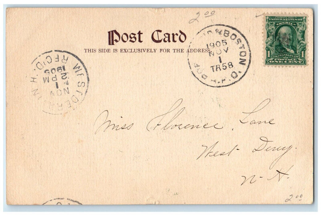 1905 Town Hall Building Dirt Rock Exeter New Hampshire NH Antique Postcard