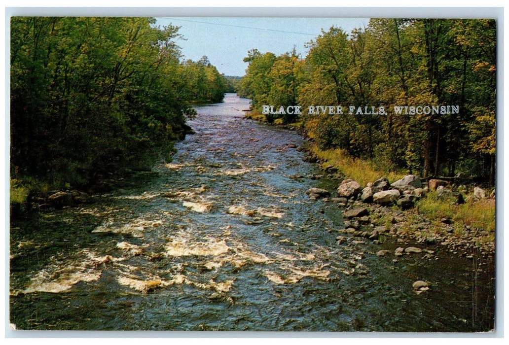 Black River Falls Stream Water Nature Scene Wisconsin WI Vintage Postcard