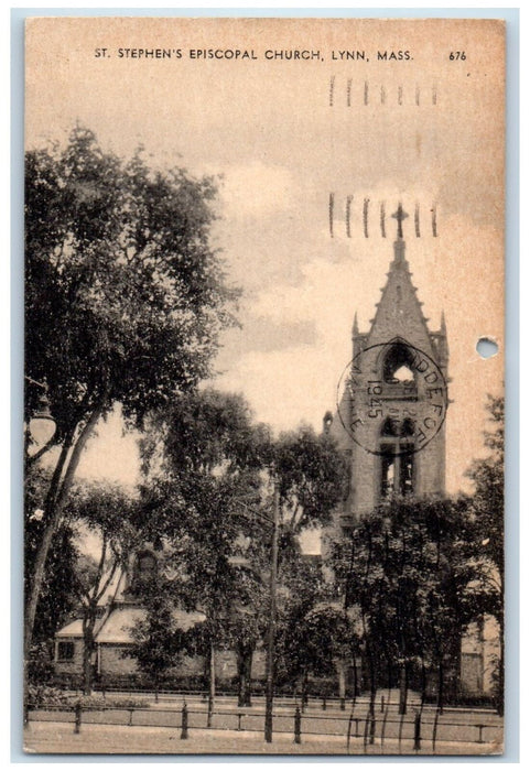 1945 Stephen's Episcopal Church Building Tower Lynn Massachusetts MA Postcard