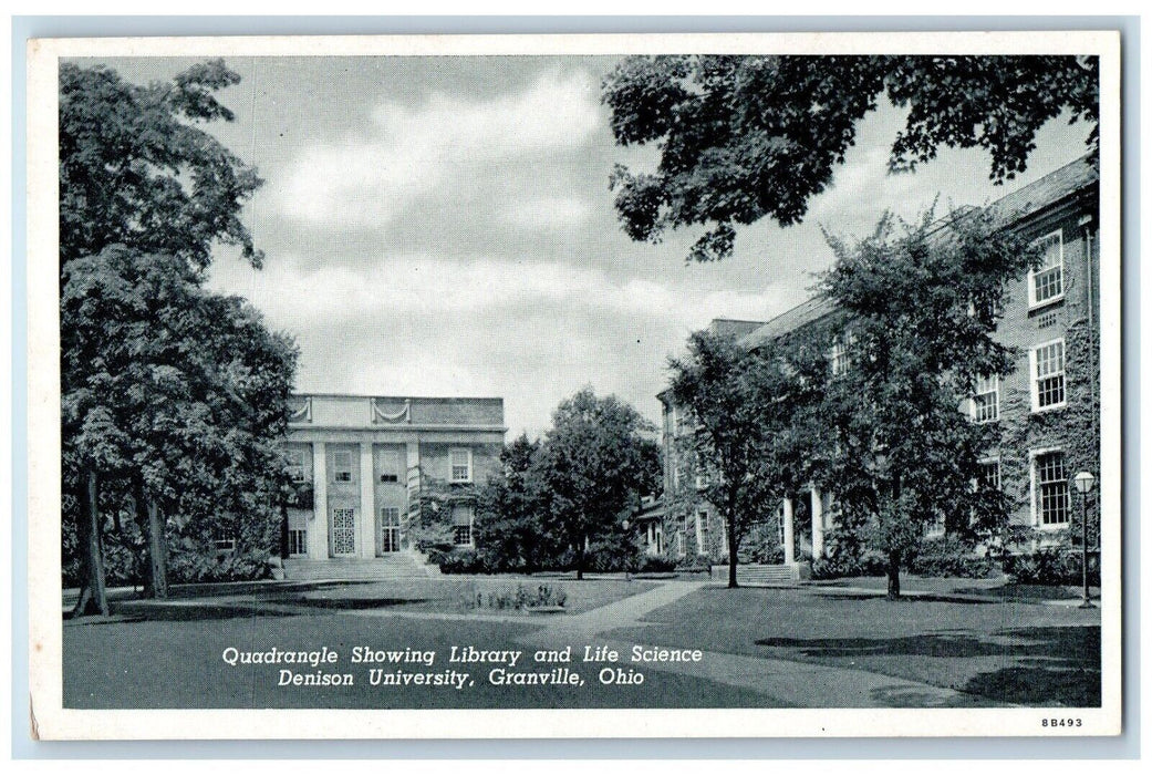 c1940 Quadrangle Library Life Science Dension University Granville Ohio Postcard