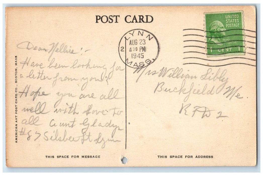 1945 City Hall & Telephone Building View Lynn Massachusetts MA Posted Postcard