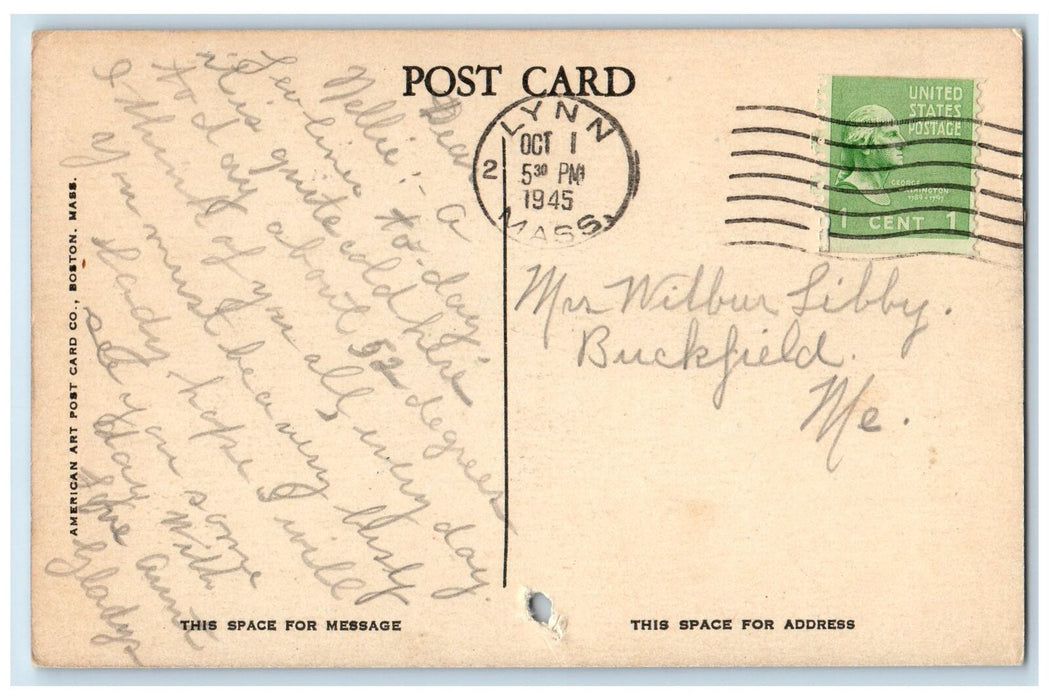 1945 Sluice Pond Lake River View Lynn Massachusetts MA Vintage Posted Postcard