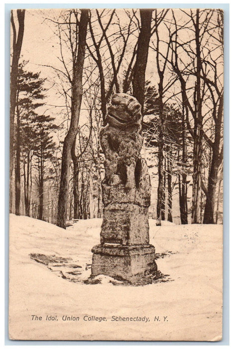 1907 The Idol Union College Schenectady New York NY, Statue Scene Postcard