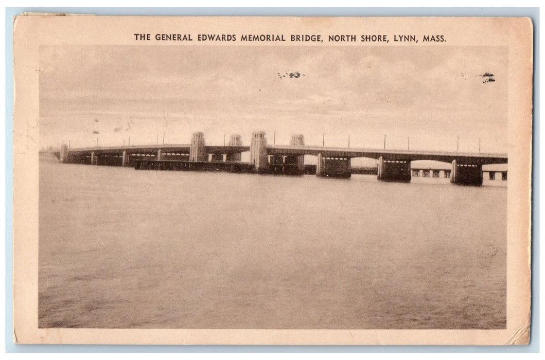 1946 General Edwards Memorial Bridge North Shore Lynn Massachusetts MA Postcard