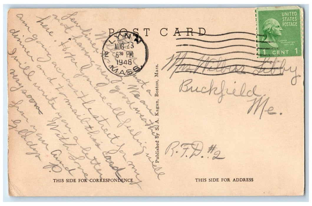 1946 General Edwards Memorial Bridge North Shore Lynn Massachusetts MA Postcard