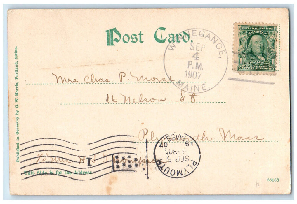 1907 View Of Lovers Lane Squirrel Island Maine ME, Dirt Road Trees Postcard