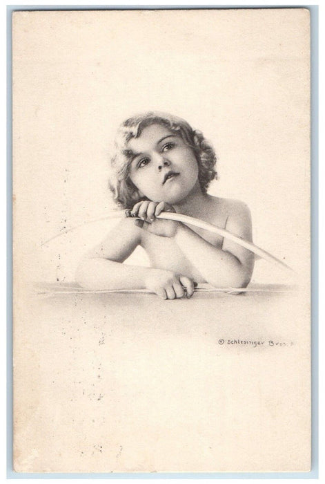 1917 Cupid Curly Hair Manchester New Hampshire NH Posted Antique Postcard
