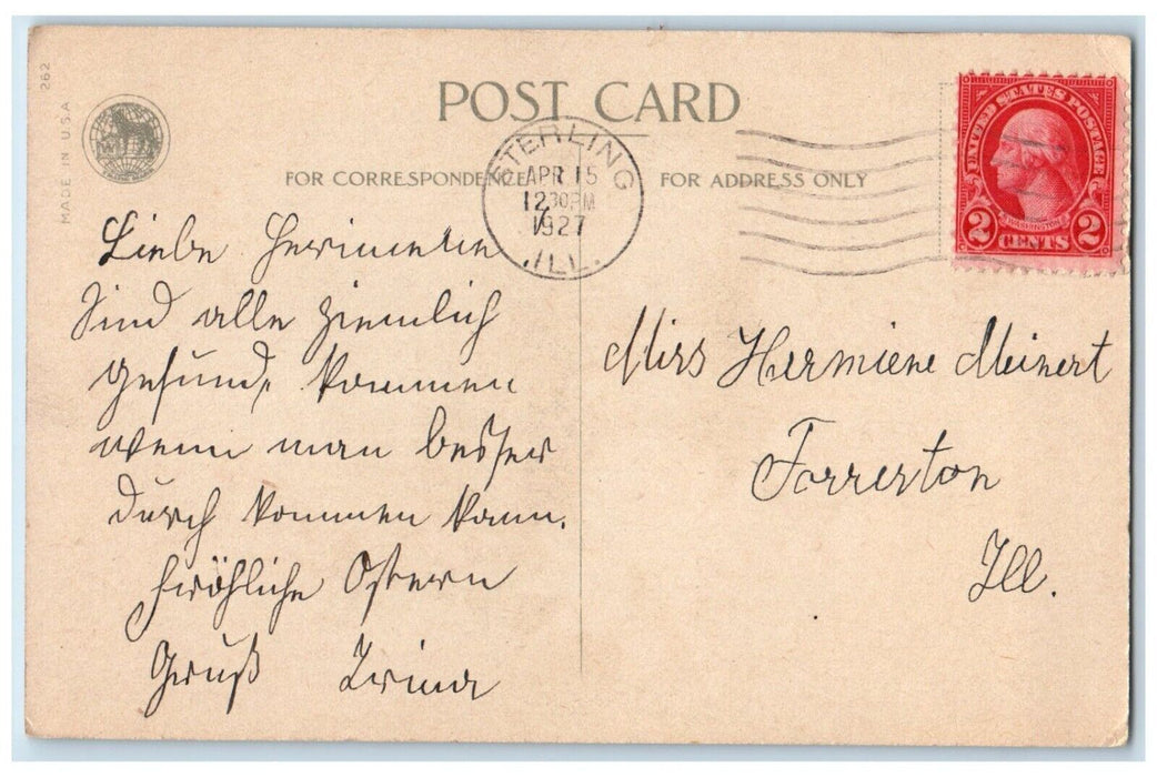 1927 Easter Message Flowers Ellen Clapsaddle Wolf Sterling Illinois IL Postcard
