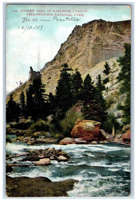 1907 Eagle's Nest In Gardiner Canyon Yellowstone National Park WY Postcard