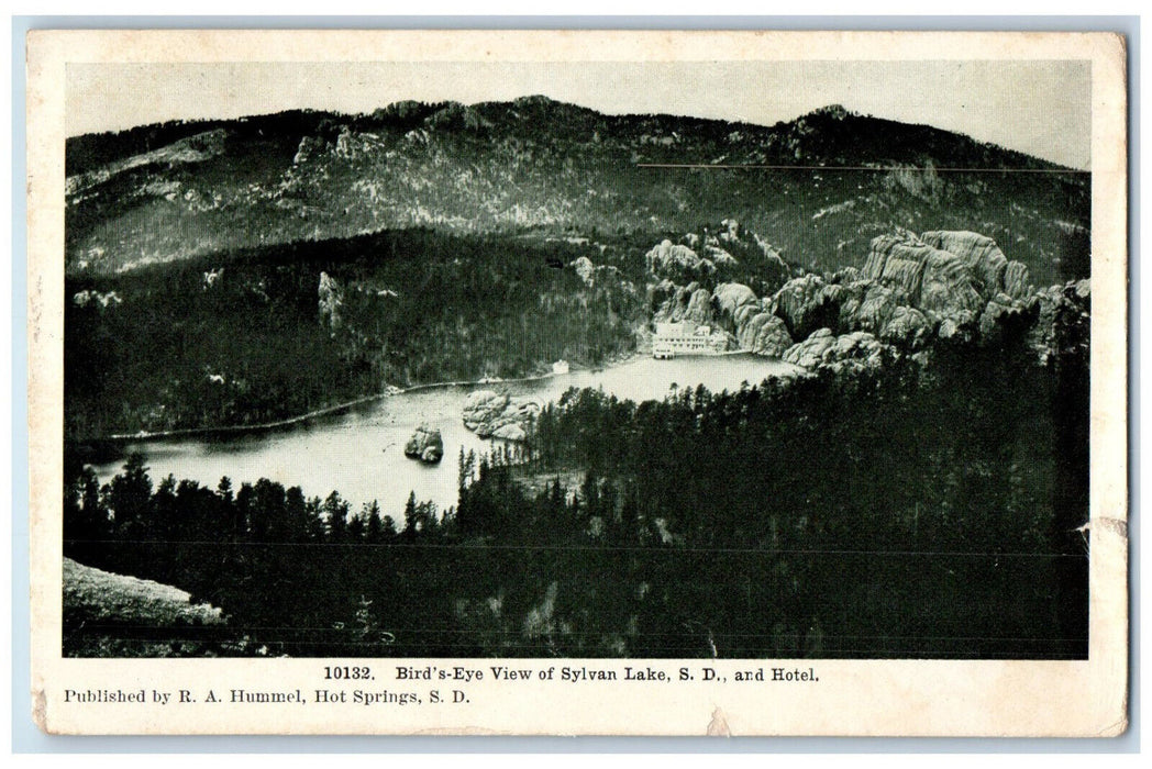 1916 Bird's Eye View Of Sylvan Lake South Dakota S.D. And Hotel Postcard