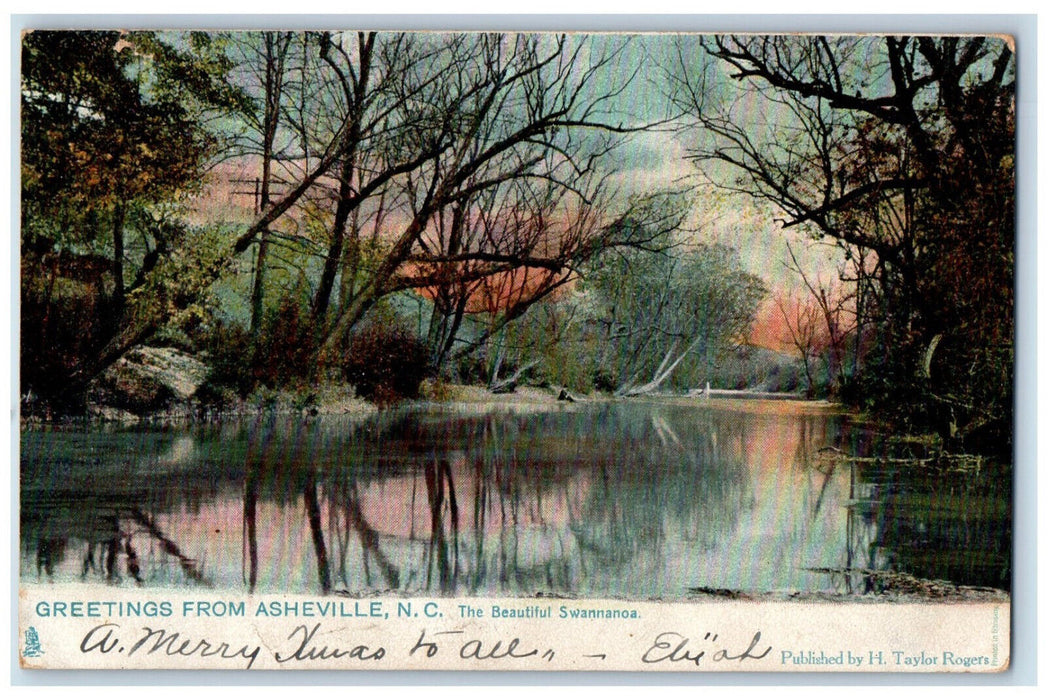 1905 Greetings From Ashevillle The Beautiful Swannanoa NC Tuck's  Postcard