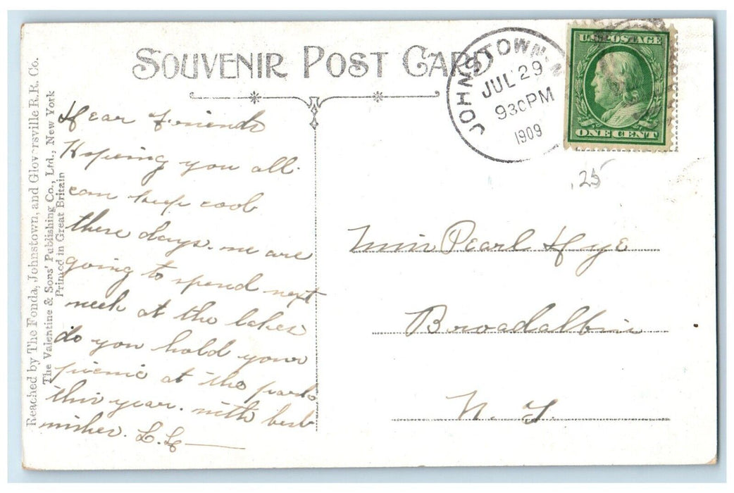 1909 On the Sacandaga River Boat at Sacandaga Park New York NY Souvenir Postcard