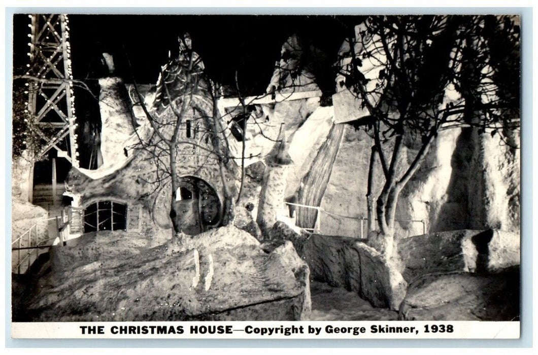 1938 The Christmas House George Skinner Los Angeles CA RPPC Photo Postcard