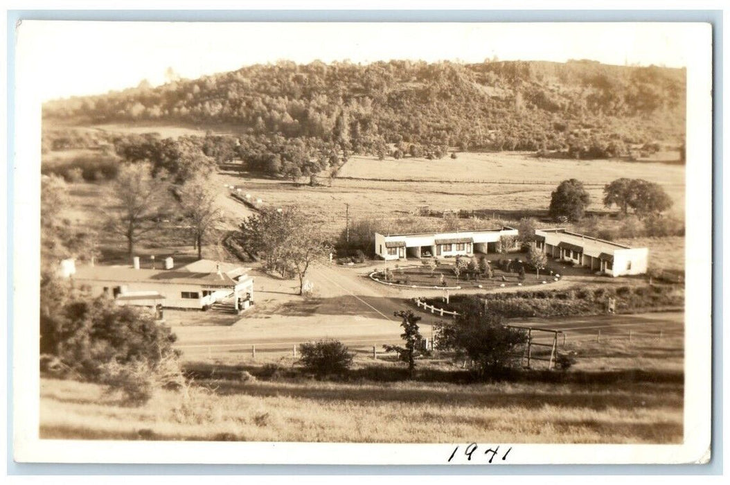 1941 Yosemite Junction Gas Station View Sonora CA RPPC Photo Postcard