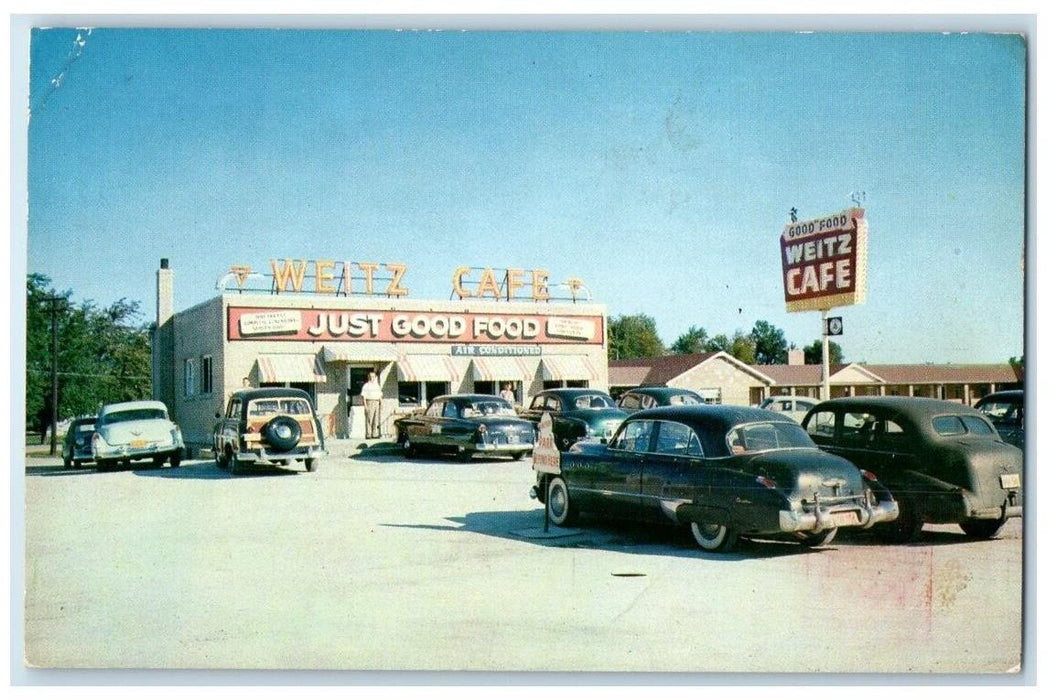 1957 Route 66 Weitz Brothers Cafe View L.L. Cook Braidwood Illinois IL Postcard
