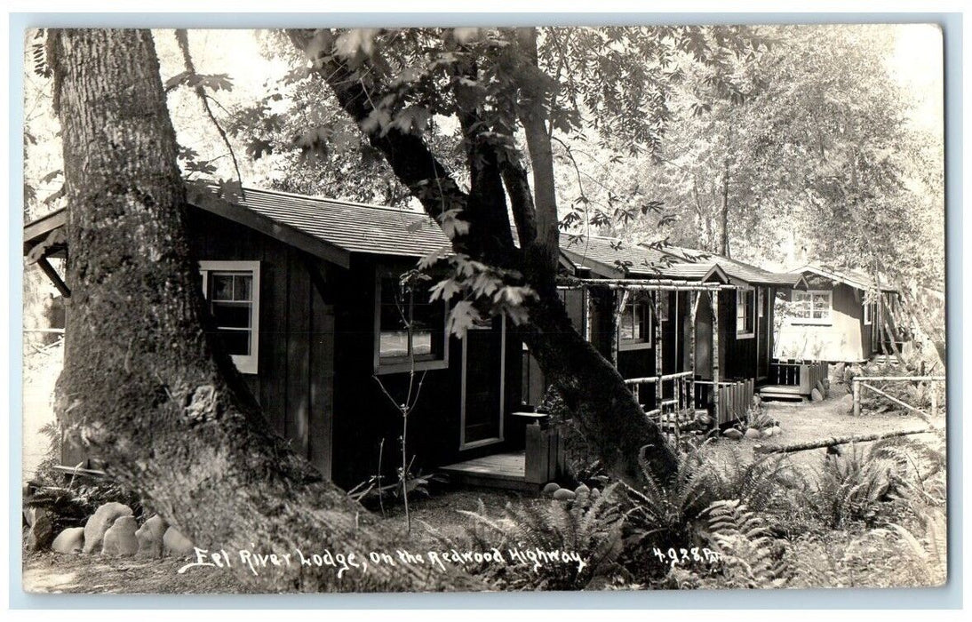 c1940's Eel River Lodge View Redwood Highway California CA RPPC Photo Postcard