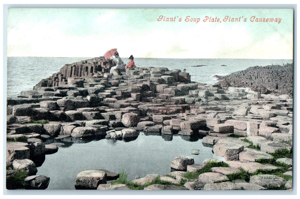 c1910 Giant's Soup Plate Giant's Causeway Bushmills Ireland Antique Postcard