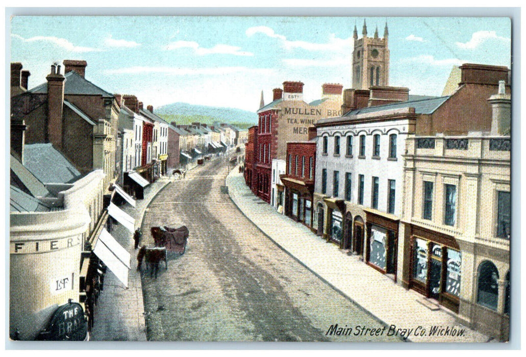 c1910 Business Section Main Street Bray Co. Wicklow Ireland Postcard