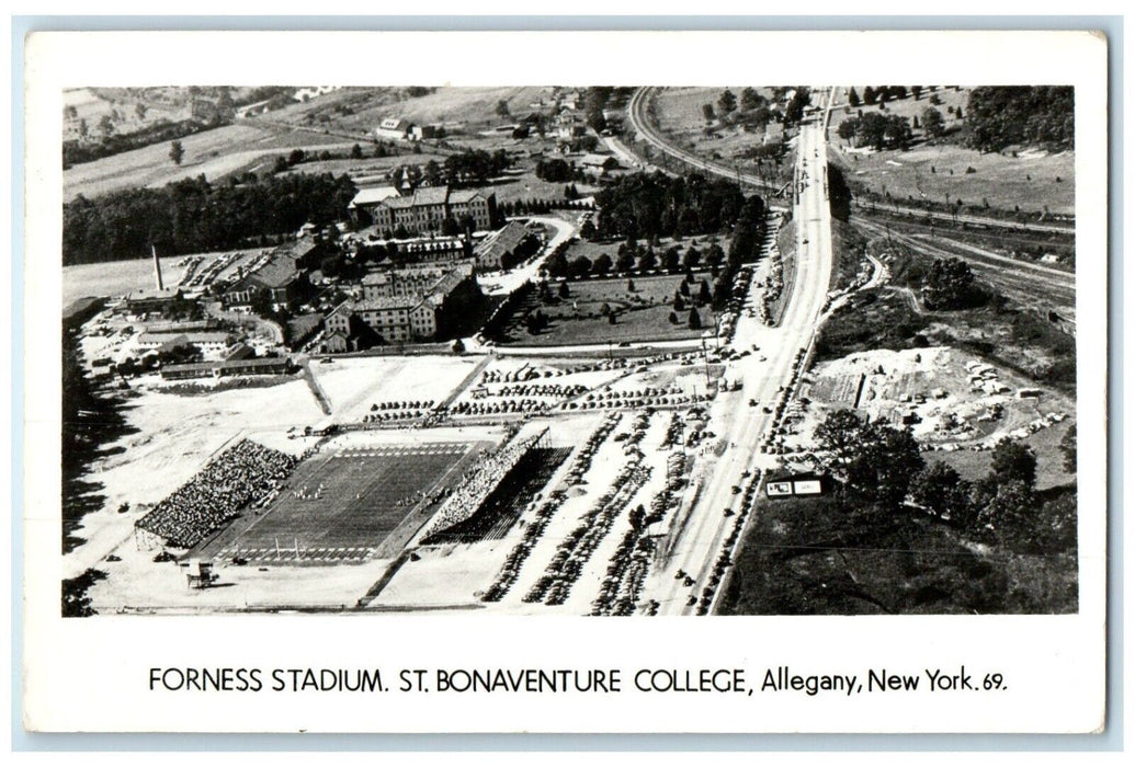 View Of Forness Stadium St. Bonaventure College Allegany NY RPPC Photo Postcard