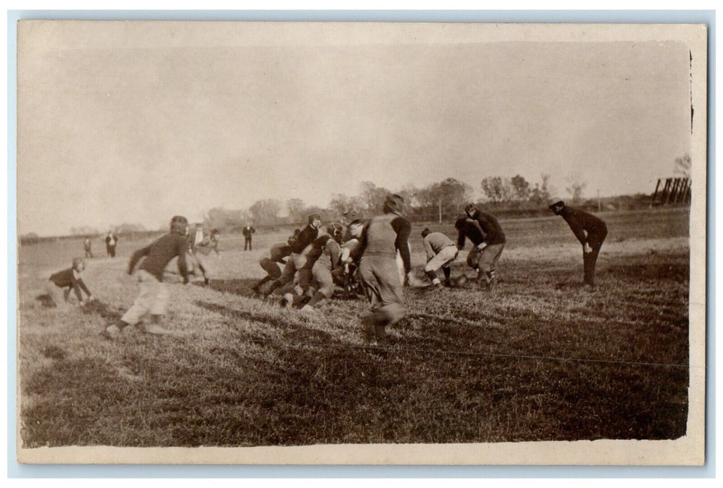c1910's Football Rugby Game Field Sports RPPC Photo Unposted Antique Postcard