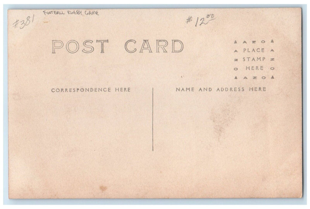 c1910's Football Rugby Game Field Sports RPPC Photo Unposted Antique Postcard
