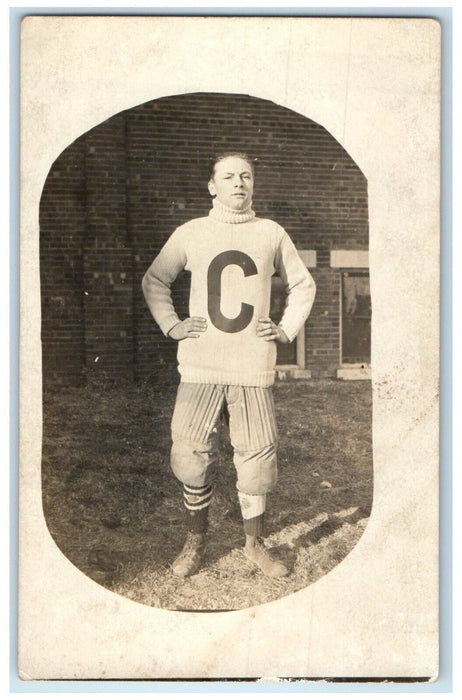 c1910's C School University High School Uniform Sports RPPC Photo Postcard