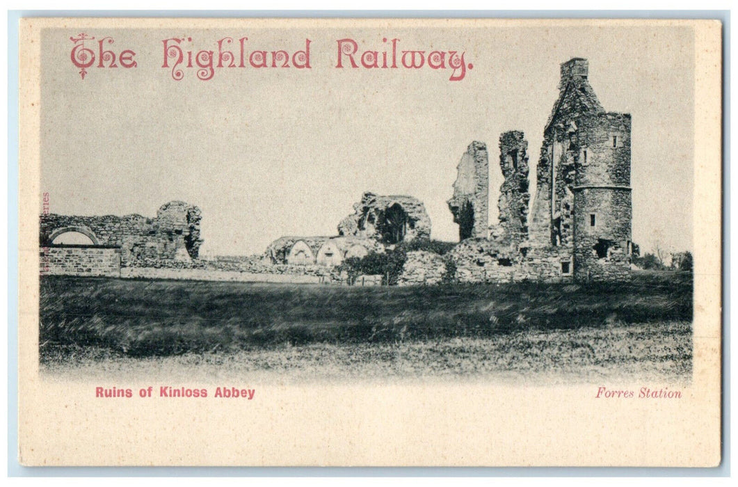 c1940's The Highland Railway Ruins of Kinloss Abbey Kinloss Scotland Postcard