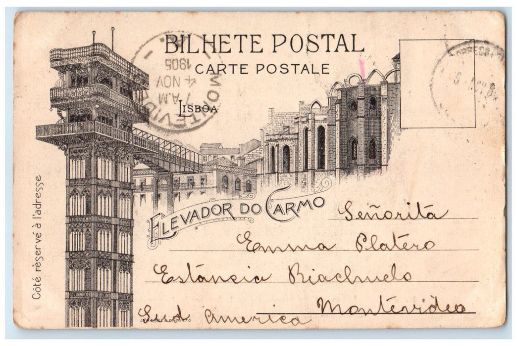 1905 Panoramic View Of Lisbon Taken From Elevador Do Carmo Portugal Postcard